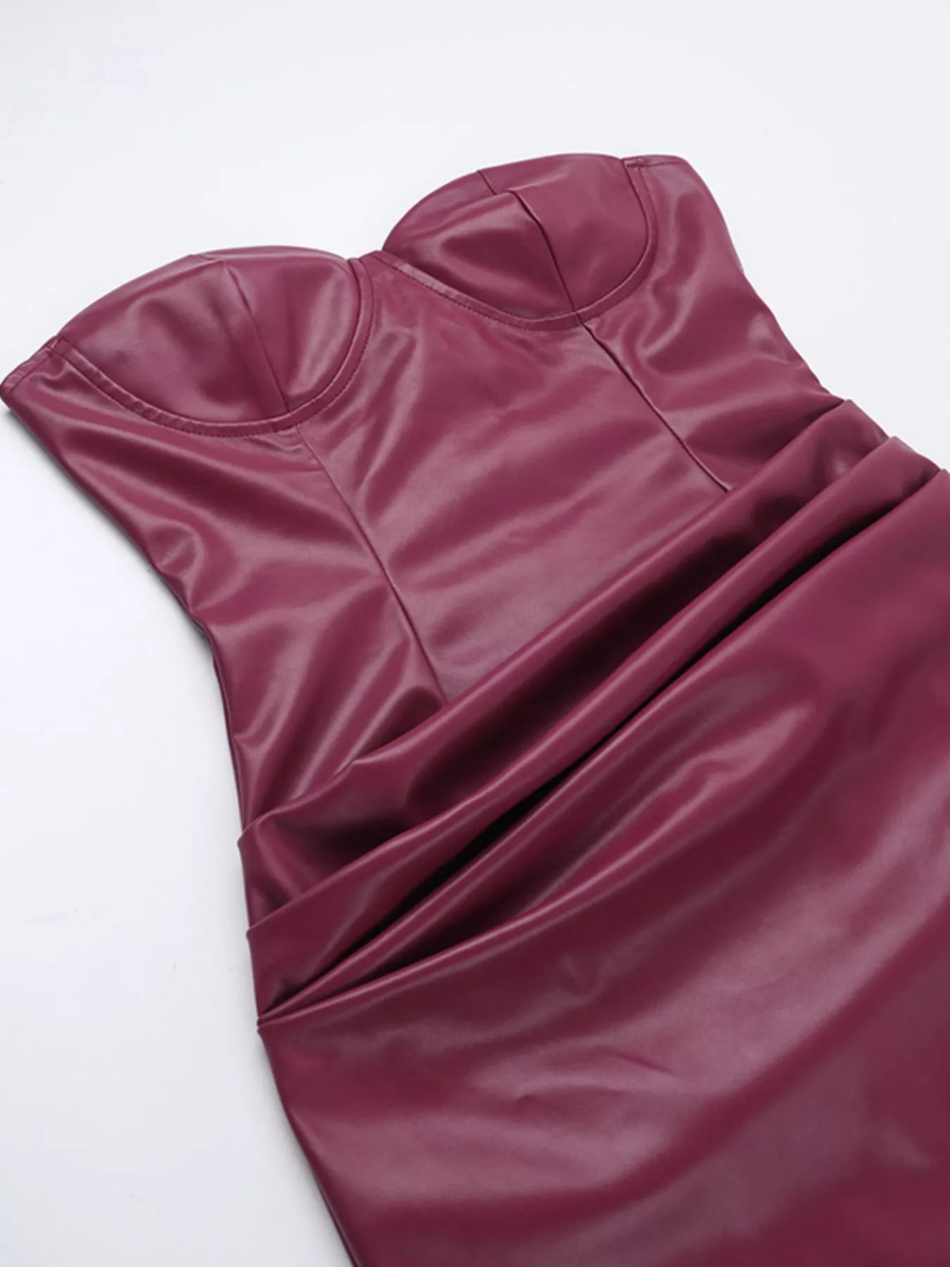 Tube Leather Bodycon Maxi Dress