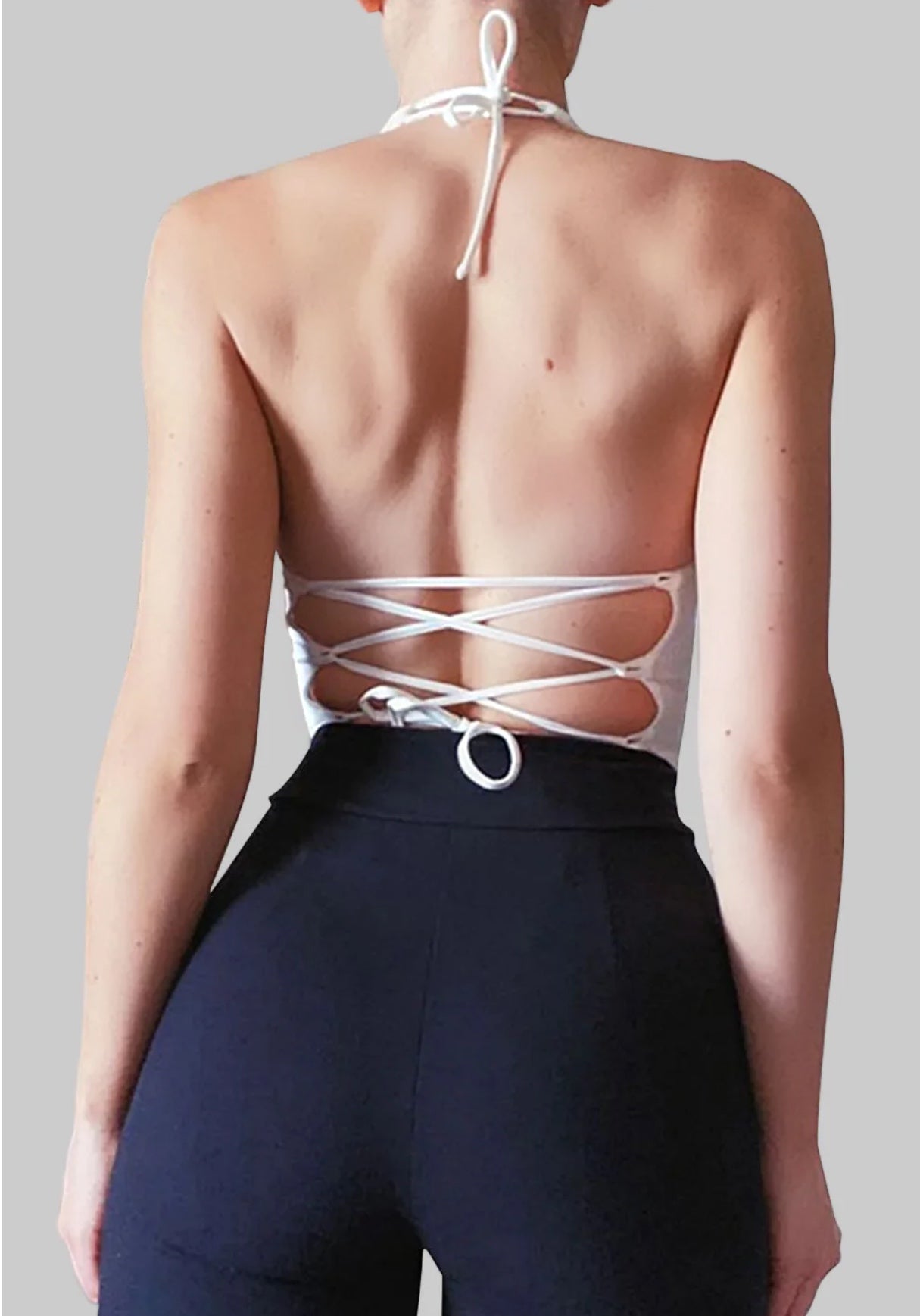 Backless Lace-Up Halter Neck Cami