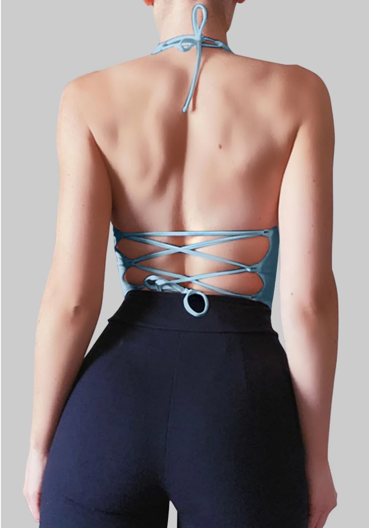 Backless Lace-Up Halter Neck Cami