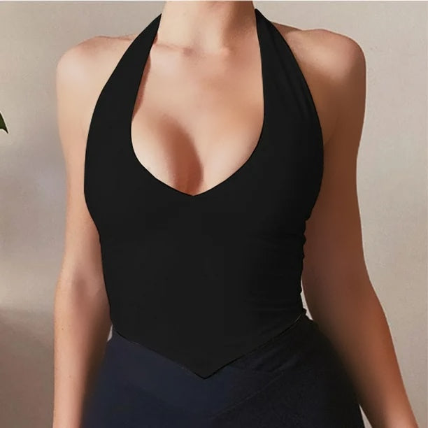 Backless Lace-Up Halter Neck Cami