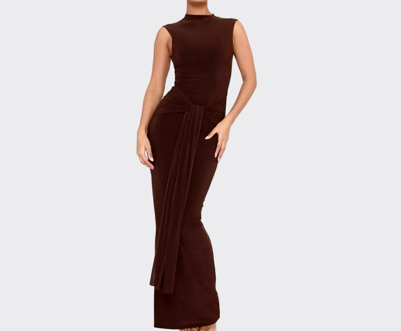 Sleeveless Mock Neck Maxi Dress