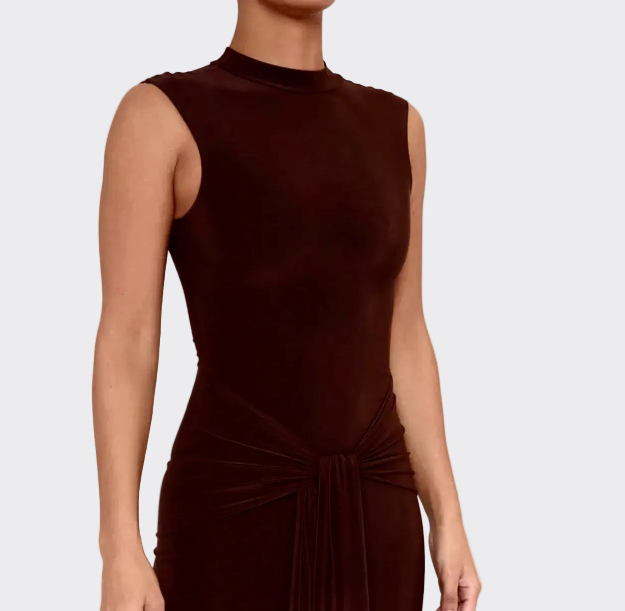 Sleeveless Mock Neck Maxi Dress