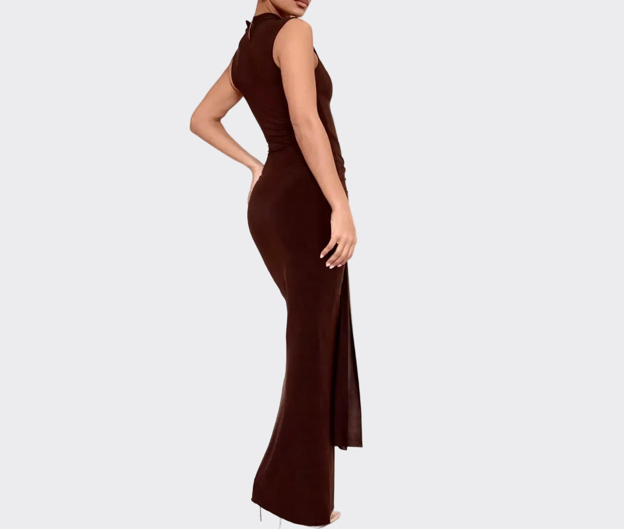 Sleeveless Mock Neck Maxi Dress
