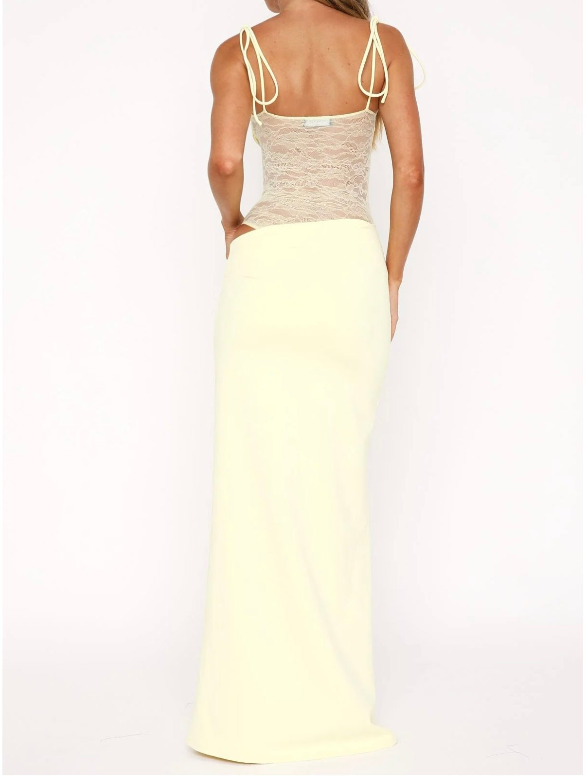 Lace Panel Bodycon Maxi Dress