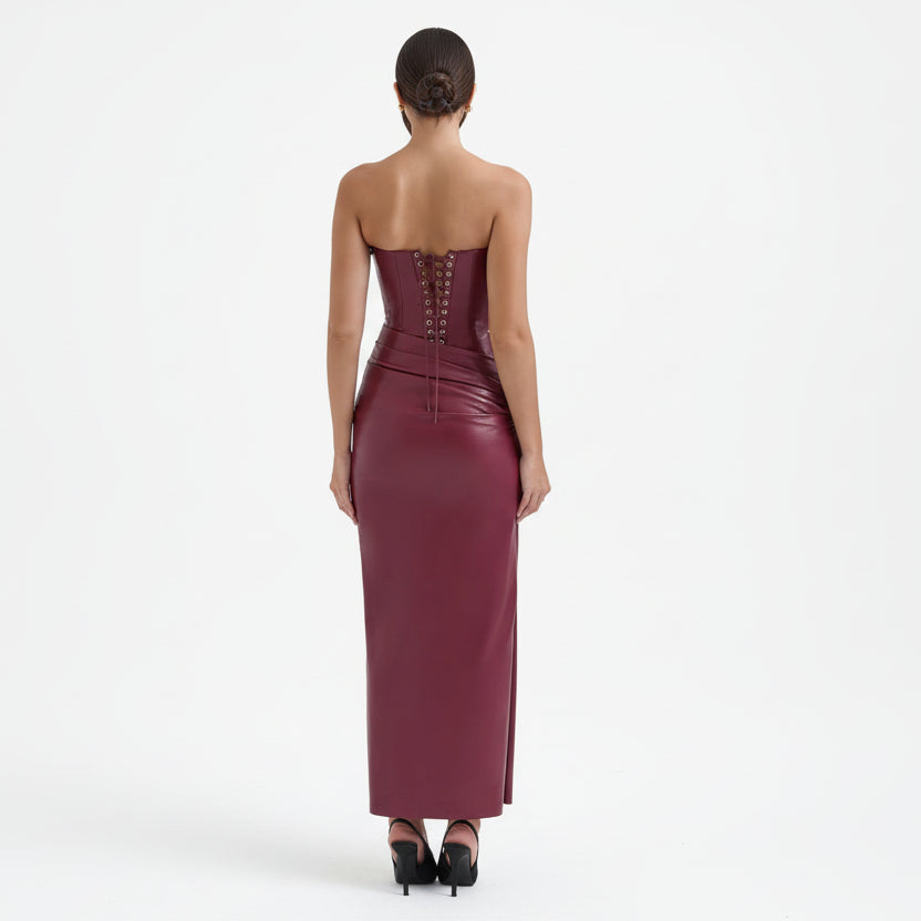 Tube Leather Bodycon Maxi Dress