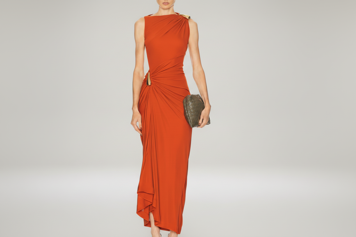 Draped Bodycon Maxi Dress