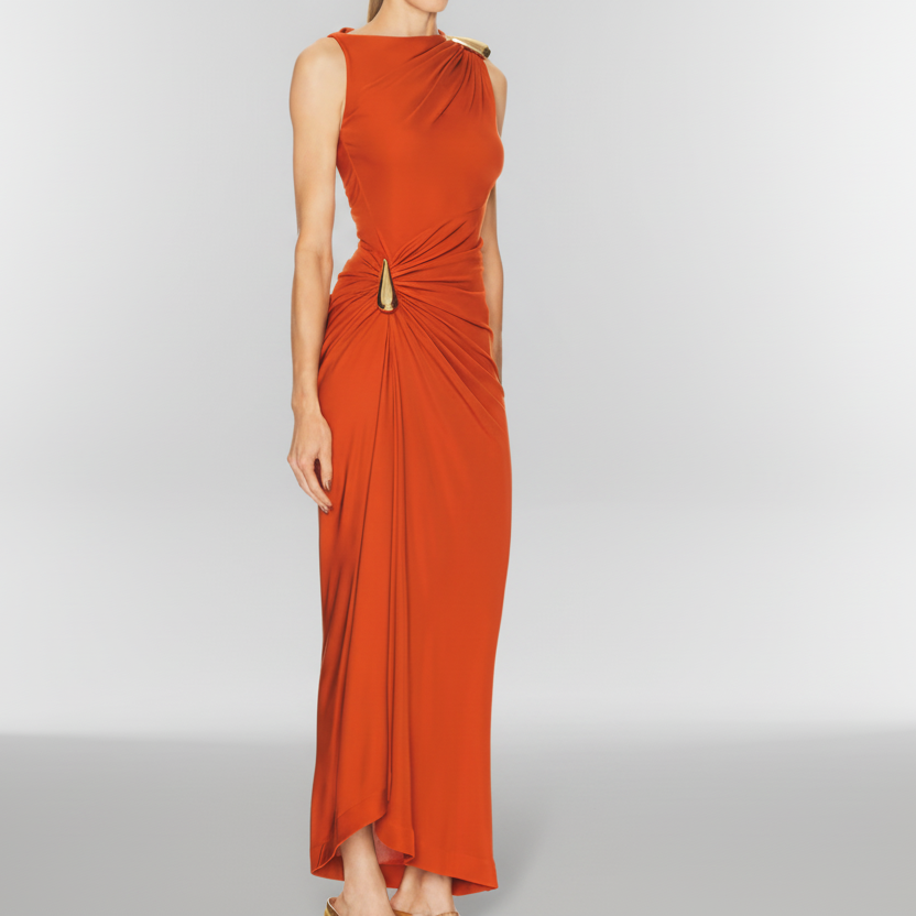 Draped Bodycon Maxi Dress