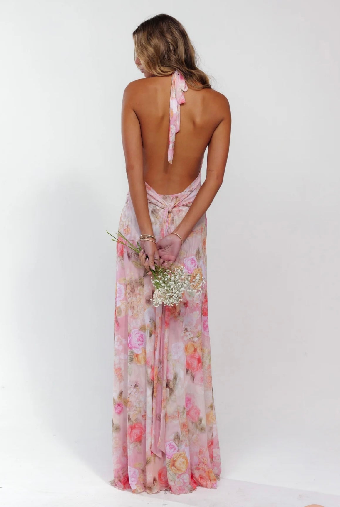 Floral Halter Neck Maxi Dress