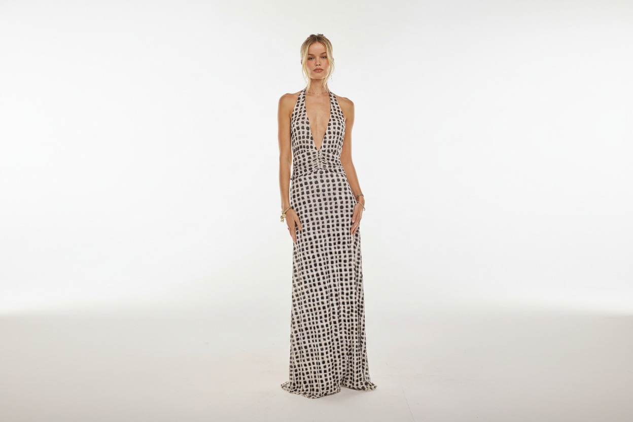 Floral Halter Neck Maxi Dress