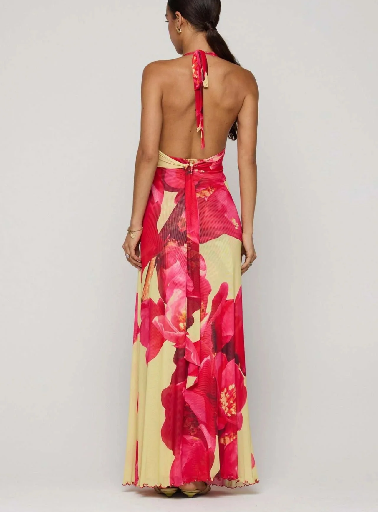 Floral Halter Neck Maxi Dress