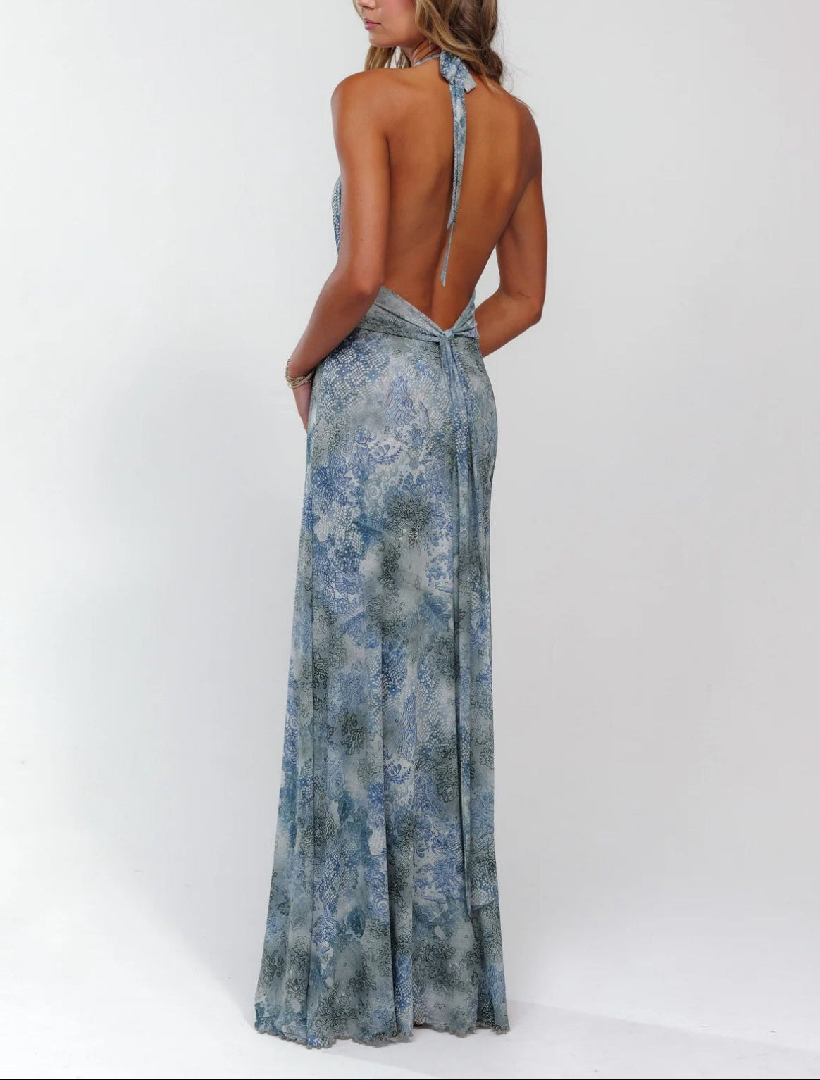 Floral Halter Neck Maxi Dress