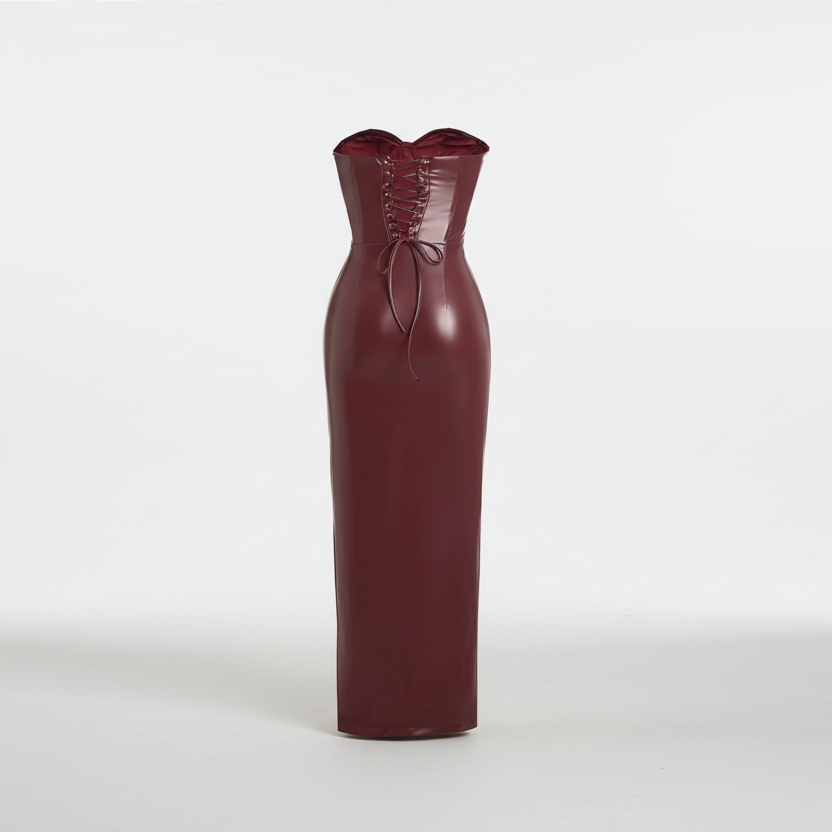 Tube Leather Bodycon Maxi Dress