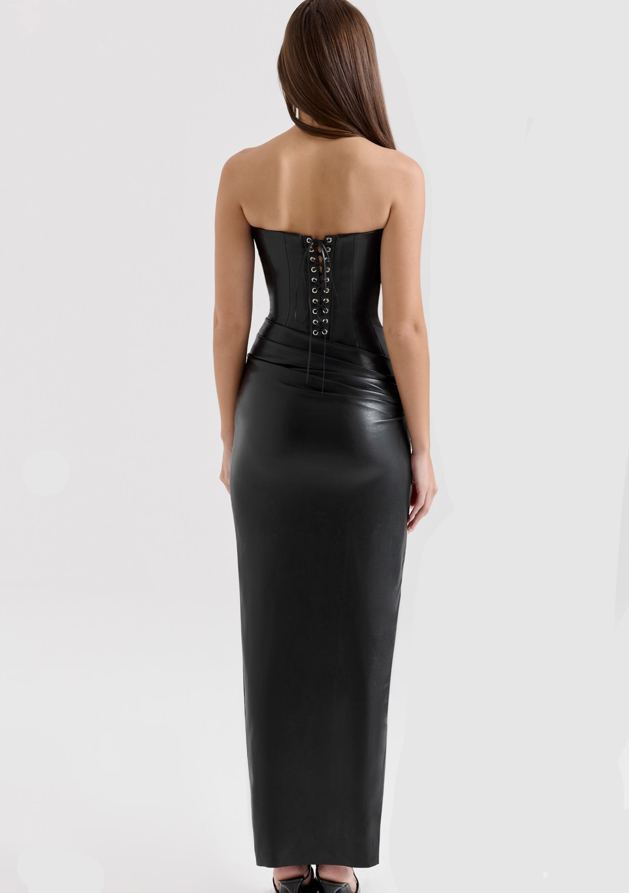 Tube Leather Bodycon Maxi Dress